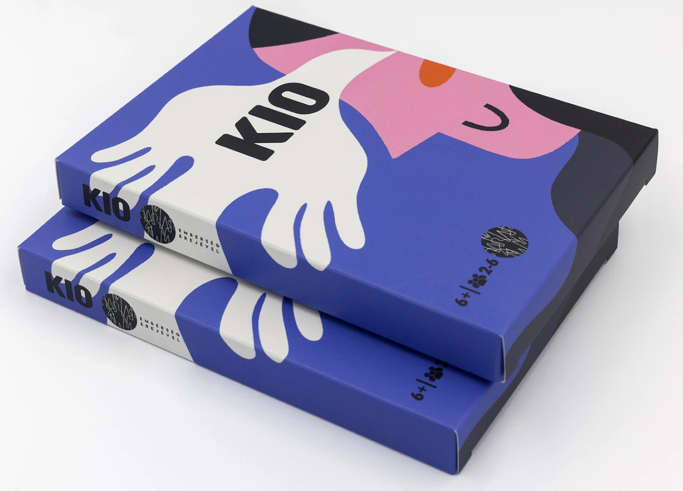 KIO card game components showing the minimalist design and card layout